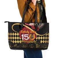 Kentucky Horse Racing Leather Tote Bag Celebrating 151 Years Horseshoe With Roses