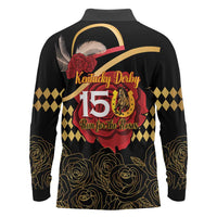 Kentucky Horse Racing Long Sleeve Polo Shirt Celebrating 151 Years Horseshoe With Roses