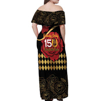 Kentucky Horse Racing Off Shoulder Maxi Dress Celebrating 151 Years Horseshoe With Roses