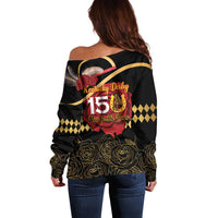 Kentucky Horse Racing Off Shoulder Sweater Celebrating 151 Years Horseshoe With Roses