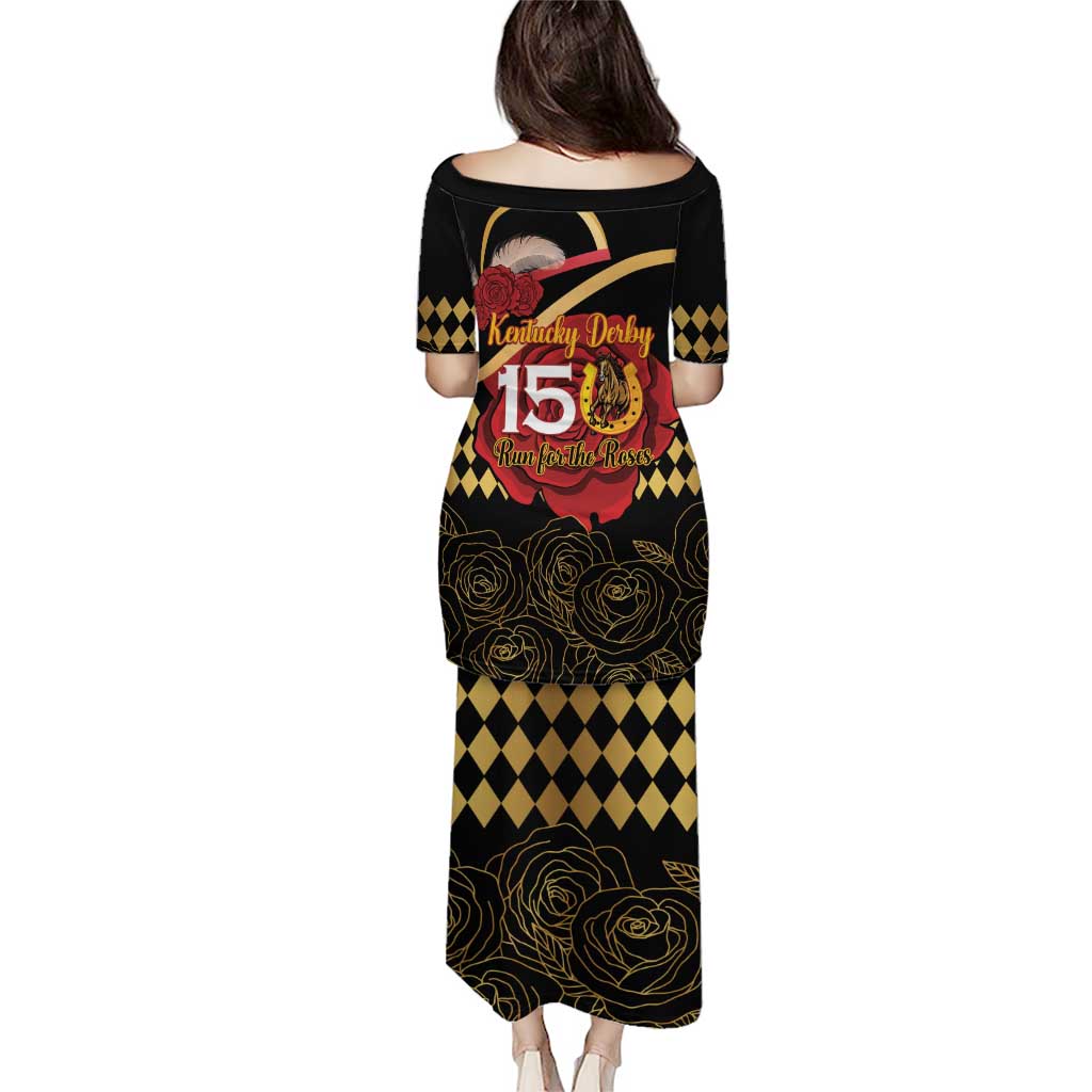 Kentucky Horse Racing Puletasi Celebrating 151 Years Horseshoe With Roses