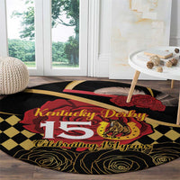 Kentucky Horse Racing Round Carpet Celebrating 151 Years Horseshoe With Roses