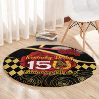 Kentucky Horse Racing Round Carpet Celebrating 151 Years Horseshoe With Roses