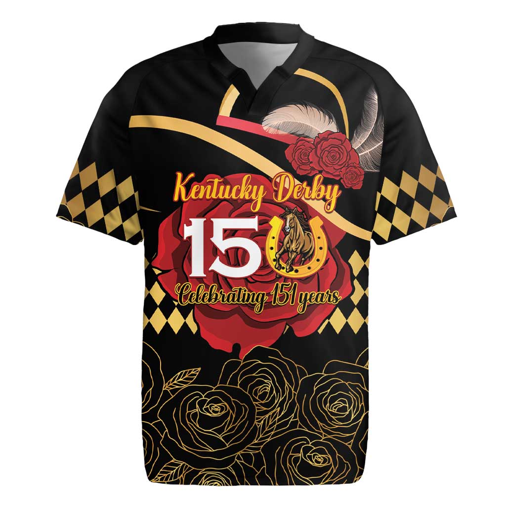 Kentucky Horse Racing Rugby Jersey Celebrating 151 Years Horseshoe With Roses