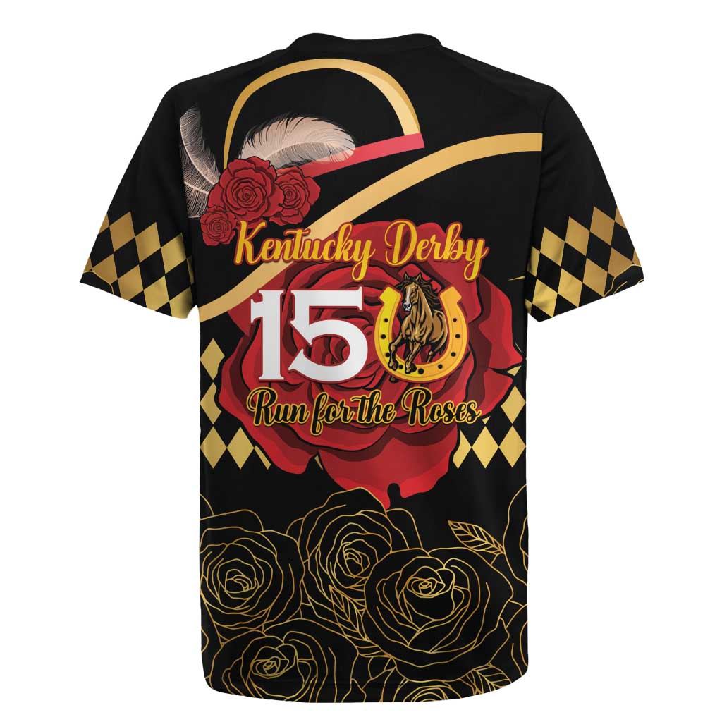 Kentucky Horse Racing Rugby Jersey Celebrating 151 Years Horseshoe With Roses