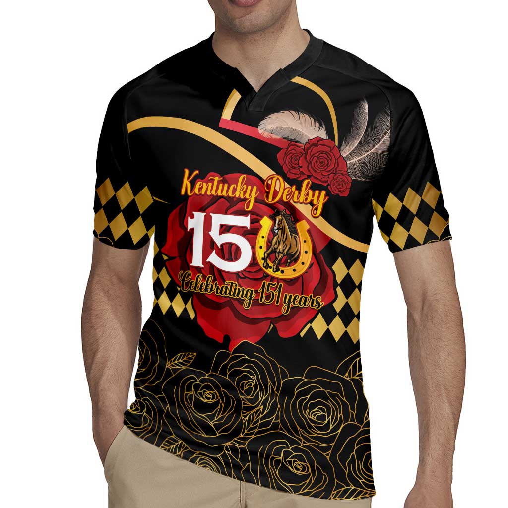 Kentucky Horse Racing Rugby Jersey Celebrating 151 Years Horseshoe With Roses