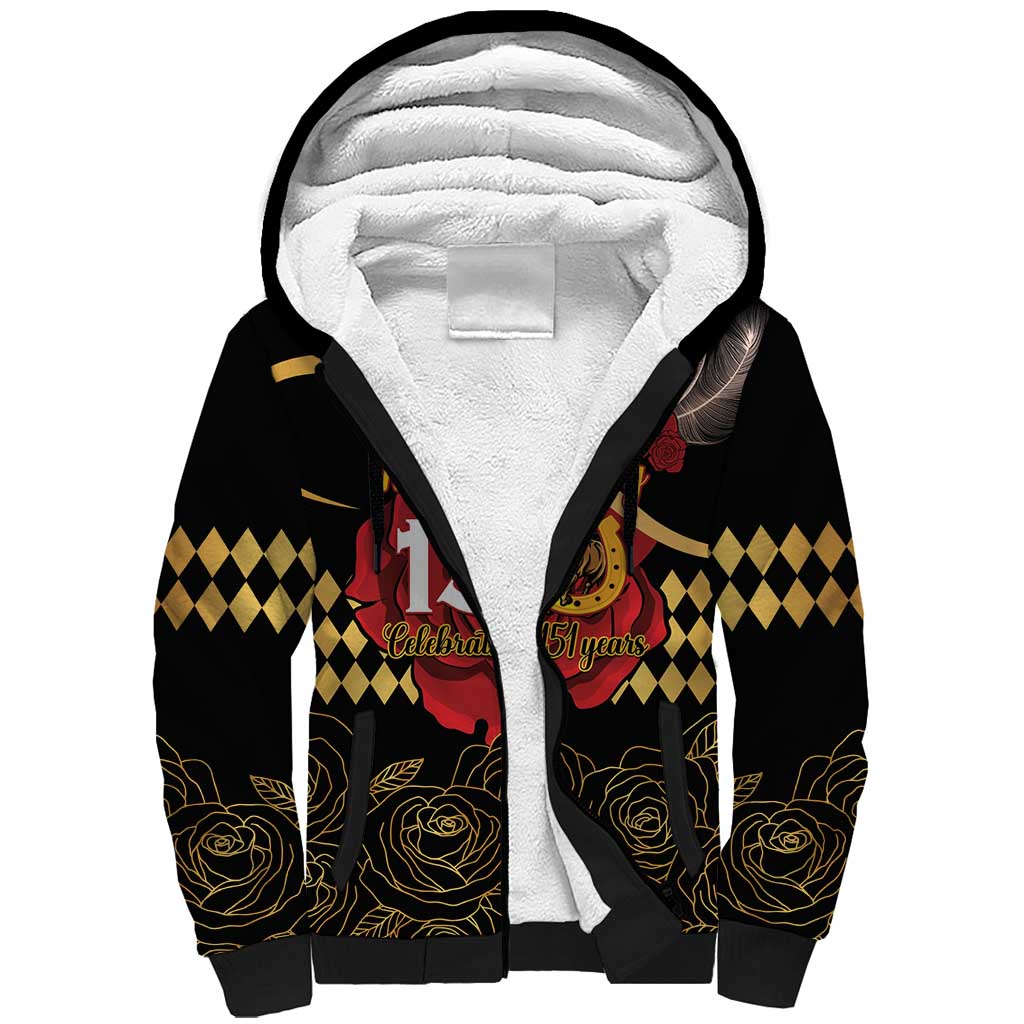 Kentucky Horse Racing Sherpa Hoodie Celebrating 151 Years Horseshoe With Roses