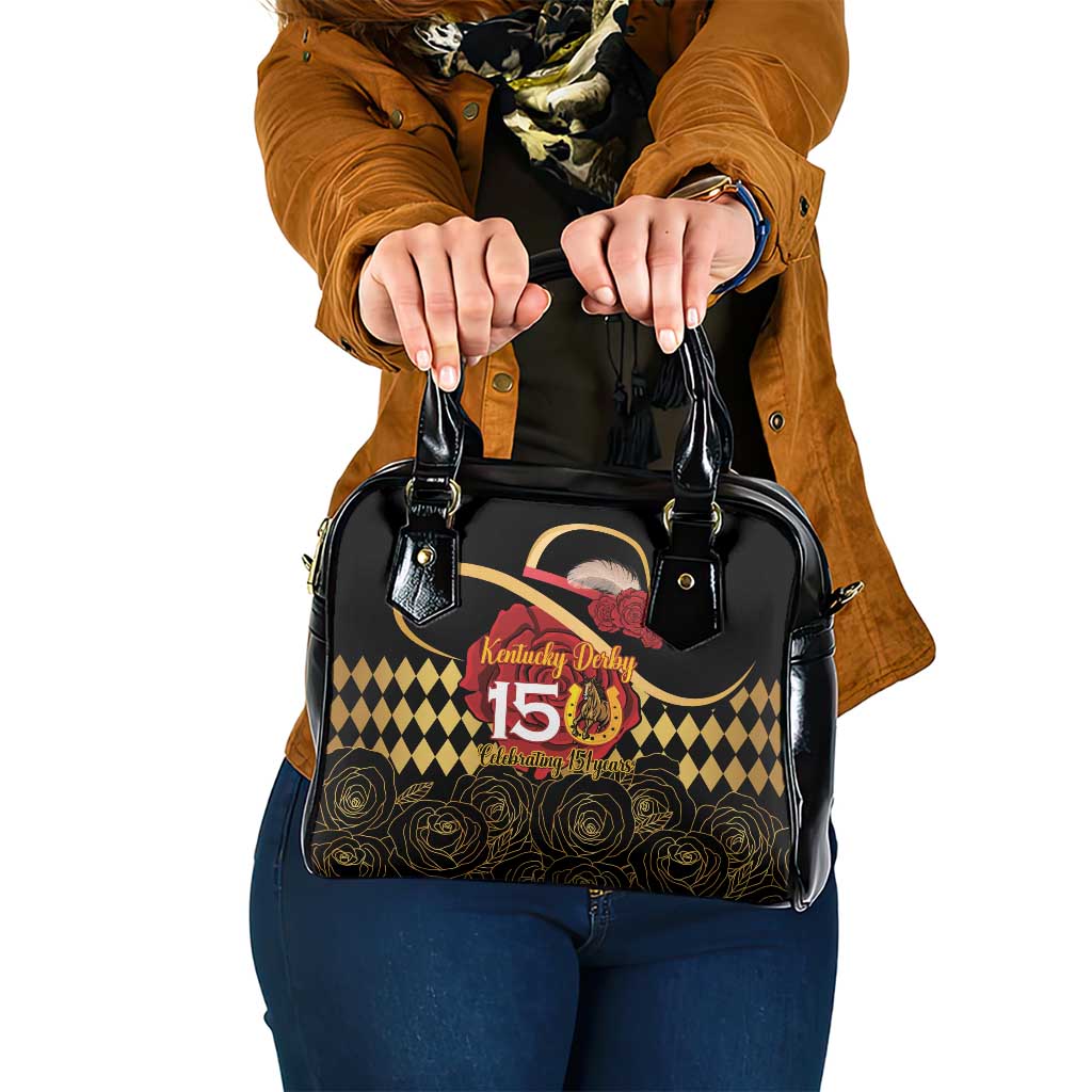 Kentucky Horse Racing Shoulder Handbag Celebrating 151 Years Horseshoe With Roses