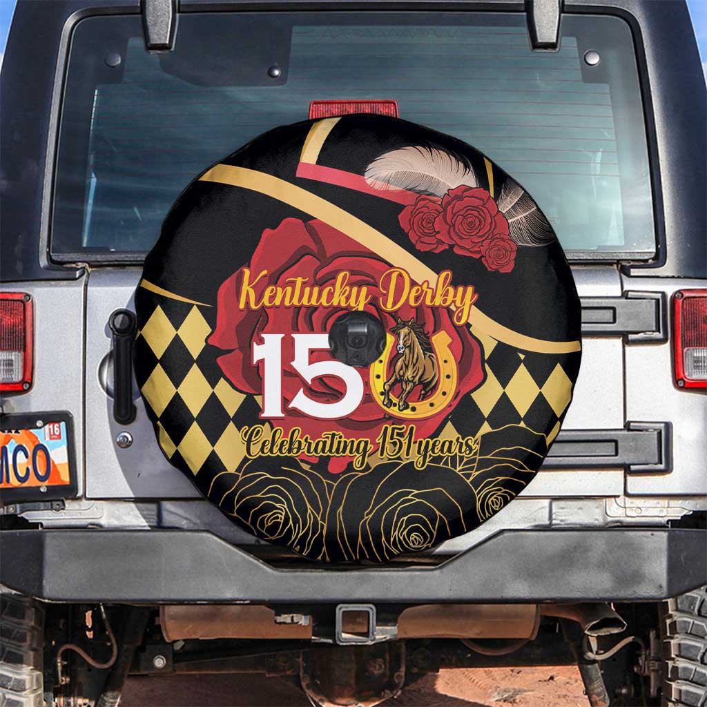 Kentucky Horse Racing Spare Tire Cover Celebrating 151 Years Horseshoe With Roses