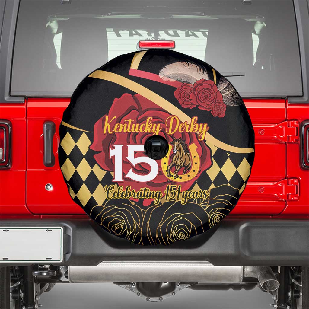 Kentucky Horse Racing Spare Tire Cover Celebrating 151 Years Horseshoe With Roses