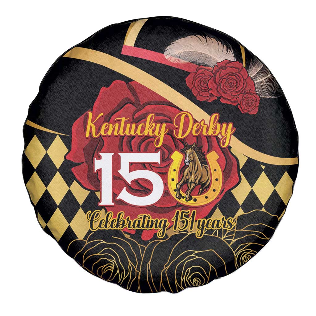 Kentucky Horse Racing Spare Tire Cover Celebrating 151 Years Horseshoe With Roses