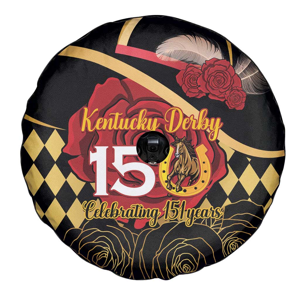 Kentucky Horse Racing Spare Tire Cover Celebrating 151 Years Horseshoe With Roses