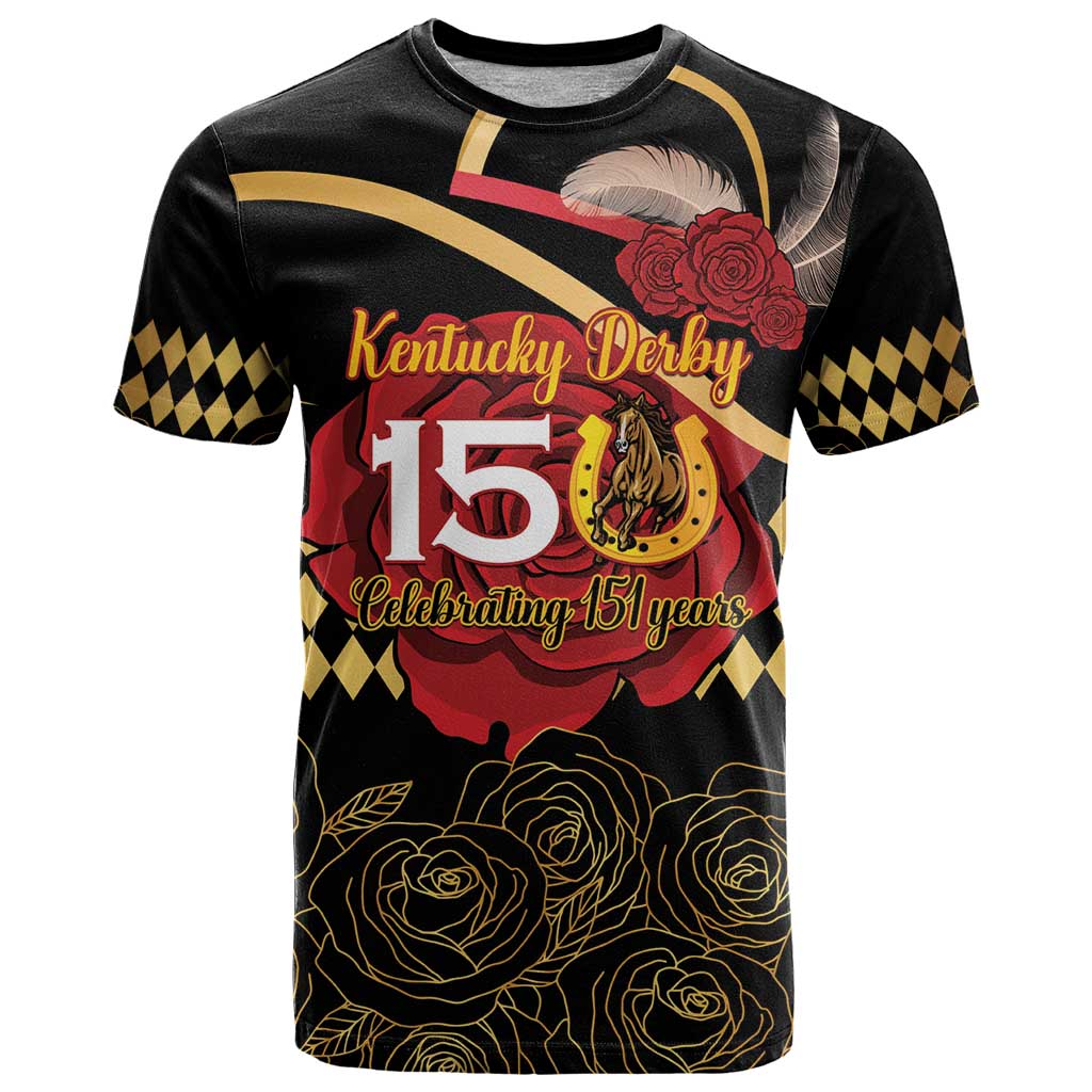 Kentucky Horse Racing T Shirt Celebrating 151 Years Horseshoe With Roses
