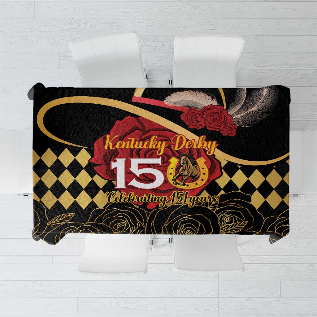 Kentucky Horse Racing Tablecloth Celebrating 151 Years Horseshoe With Roses