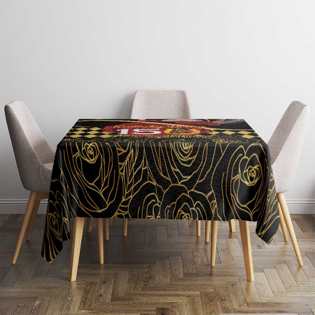 Kentucky Horse Racing Tablecloth Celebrating 151 Years Horseshoe With Roses