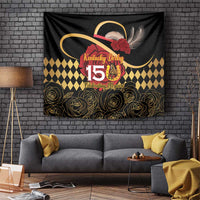 Kentucky Horse Racing Tapestry Celebrating 151 Years Horseshoe With Roses
