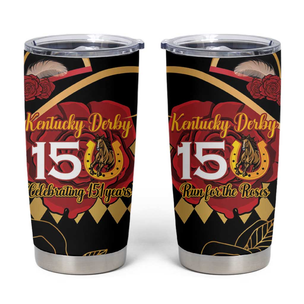 Kentucky Horse Racing Tumbler Cup Celebrating 151 Years Horseshoe With Roses