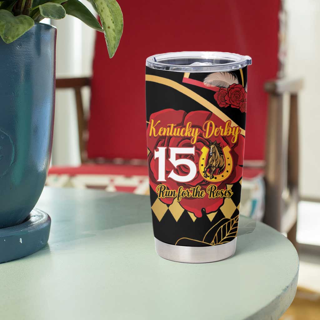 Kentucky Horse Racing Tumbler Cup Celebrating 151 Years Horseshoe With Roses