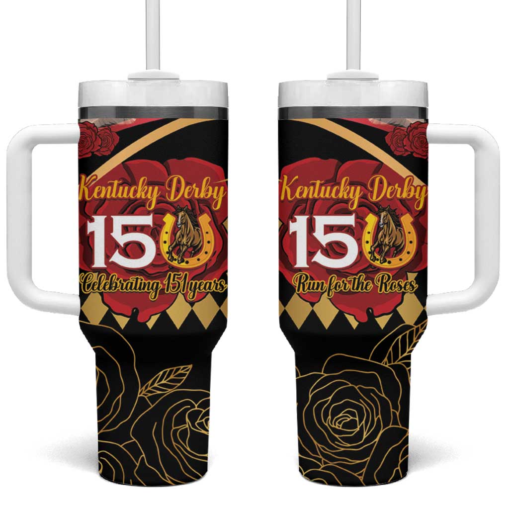 Kentucky Horse Racing Tumbler With Handle Celebrating 151 Years Horseshoe With Roses