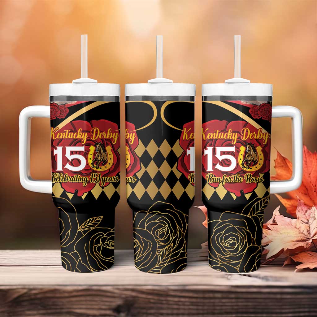 Kentucky Horse Racing Tumbler With Handle Celebrating 151 Years Horseshoe With Roses