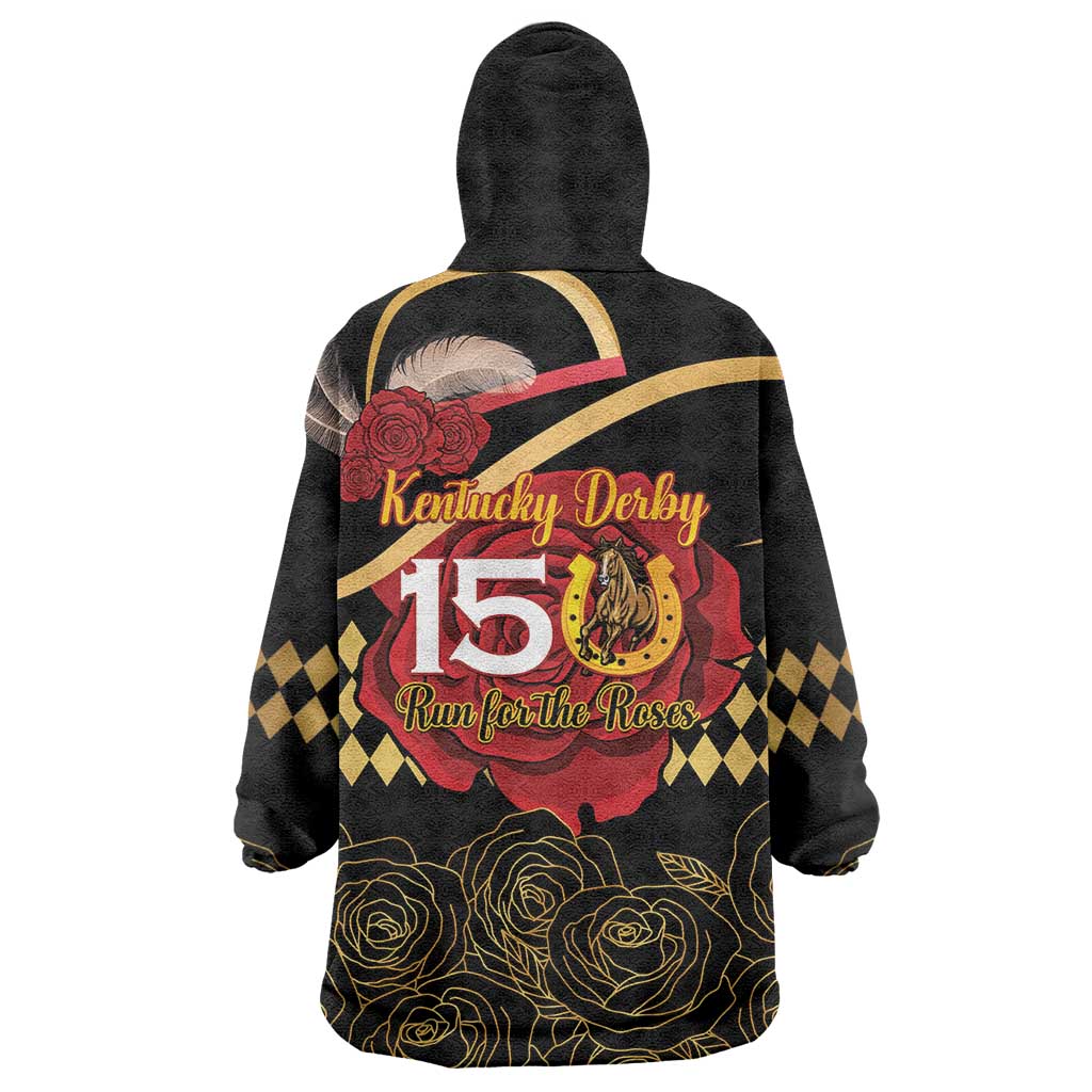 Kentucky Horse Racing Wearable Blanket Hoodie Celebrating 151 Years Horseshoe With Roses