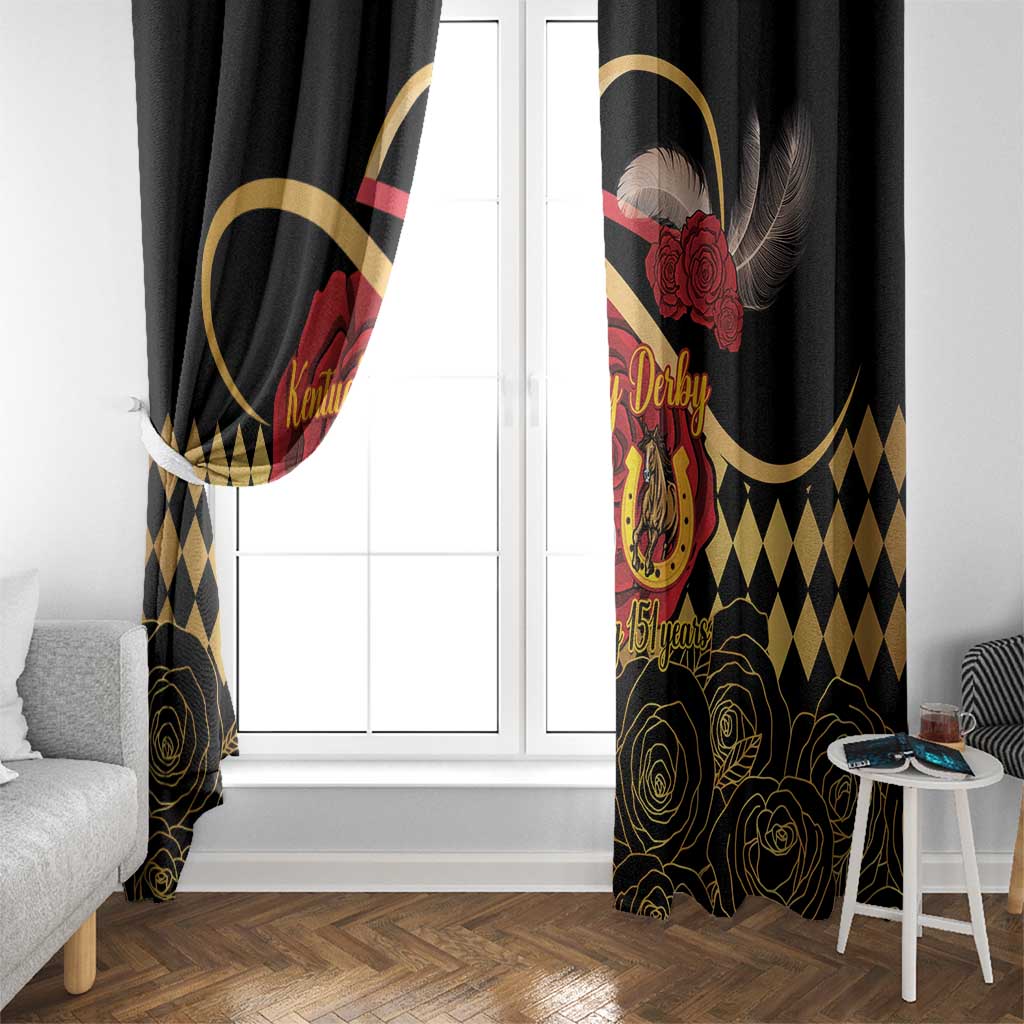 Kentucky Horse Racing Window Curtain Celebrating 151 Years Horseshoe With Roses