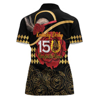 Kentucky Horse Racing Women Polo Shirt Celebrating 151 Years Horseshoe With Roses