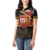 Kentucky Horse Racing Women Polo Shirt Celebrating 151 Years Horseshoe With Roses