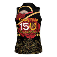 Kentucky Horse Racing Women Sleeveless Polo Shirt Celebrating 151 Years Horseshoe With Roses