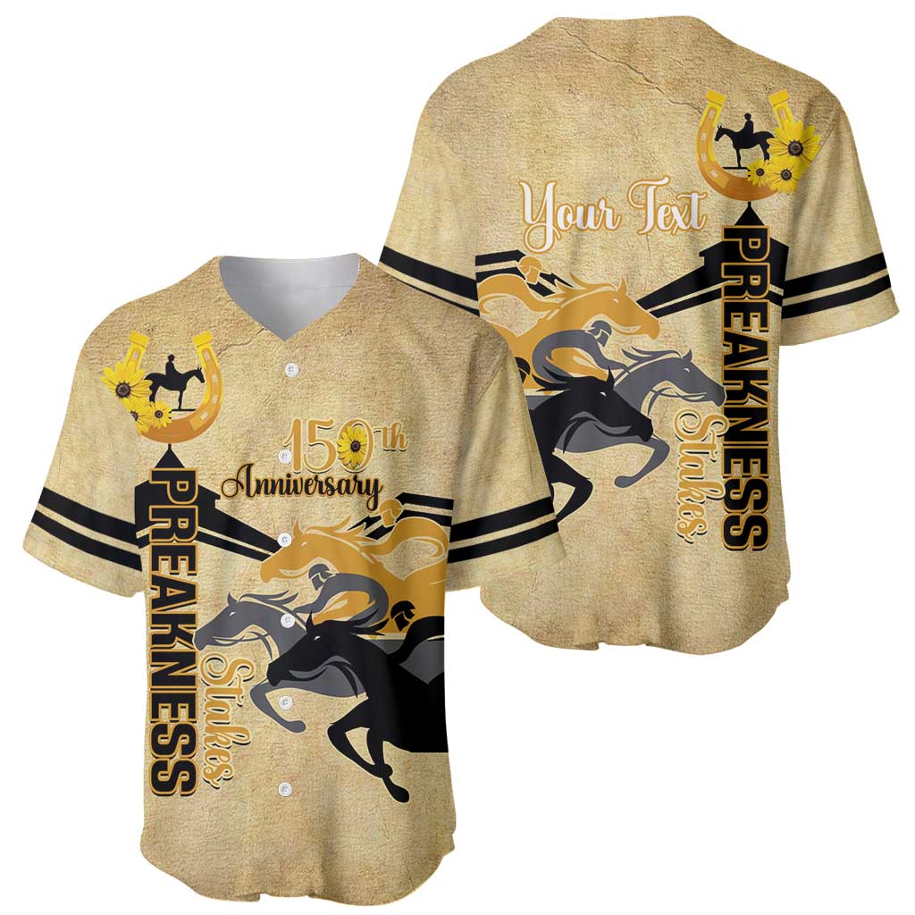 Personalized Preakness Horse Racing Baseball Jersey 150th Anniversary Run For The Black-Eyed Susans