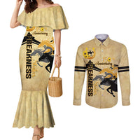 Personalized Preakness Horse Racing Couples Matching Mermaid Dress and Long Sleeve Button Shirt 150th Anniversary Run For The Black-Eyed Susans