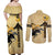 Personalized Preakness Horse Racing Couples Matching Off Shoulder Maxi Dress and Long Sleeve Button Shirt 150th Anniversary Run For The Black-Eyed Susans