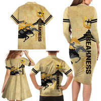 Personalized Preakness Horse Racing Family Matching Long Sleeve Bodycon Dress and Hawaiian Shirt 150th Anniversary Run For The Black-Eyed Susans