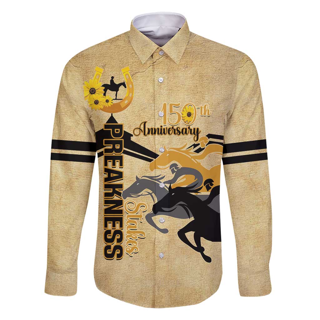 Personalized Preakness Horse Racing Family Matching Long Sleeve Bodycon Dress and Hawaiian Shirt 150th Anniversary Run For The Black-Eyed Susans
