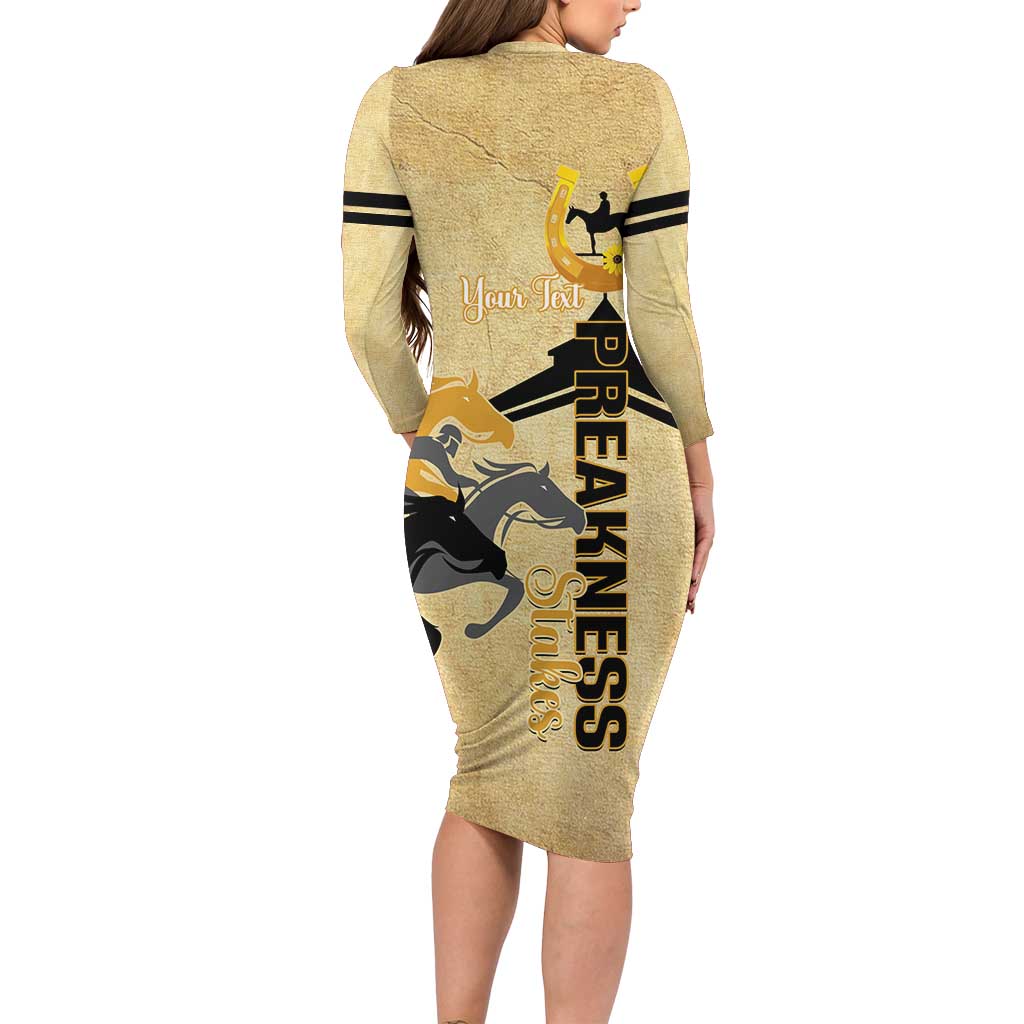 Personalized Preakness Horse Racing Family Matching Long Sleeve Bodycon Dress and Hawaiian Shirt 150th Anniversary Run For The Black-Eyed Susans