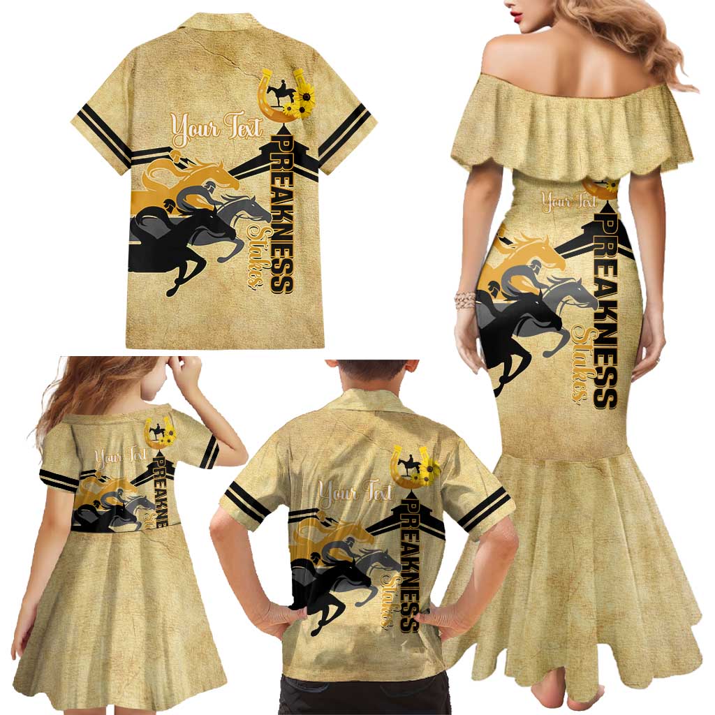 Personalized Preakness Horse Racing Family Matching Mermaid Dress and Hawaiian Shirt 150th Anniversary Run For The Black-Eyed Susans