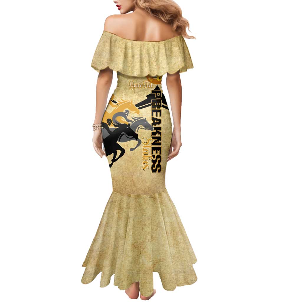 Personalized Preakness Horse Racing Family Matching Mermaid Dress and Hawaiian Shirt 150th Anniversary Run For The Black-Eyed Susans