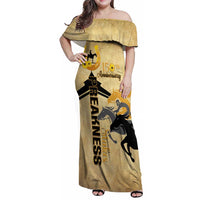 Personalized Preakness Horse Racing Family Matching Off Shoulder Maxi Dress and Hawaiian Shirt 150th Anniversary Run For The Black-Eyed Susans