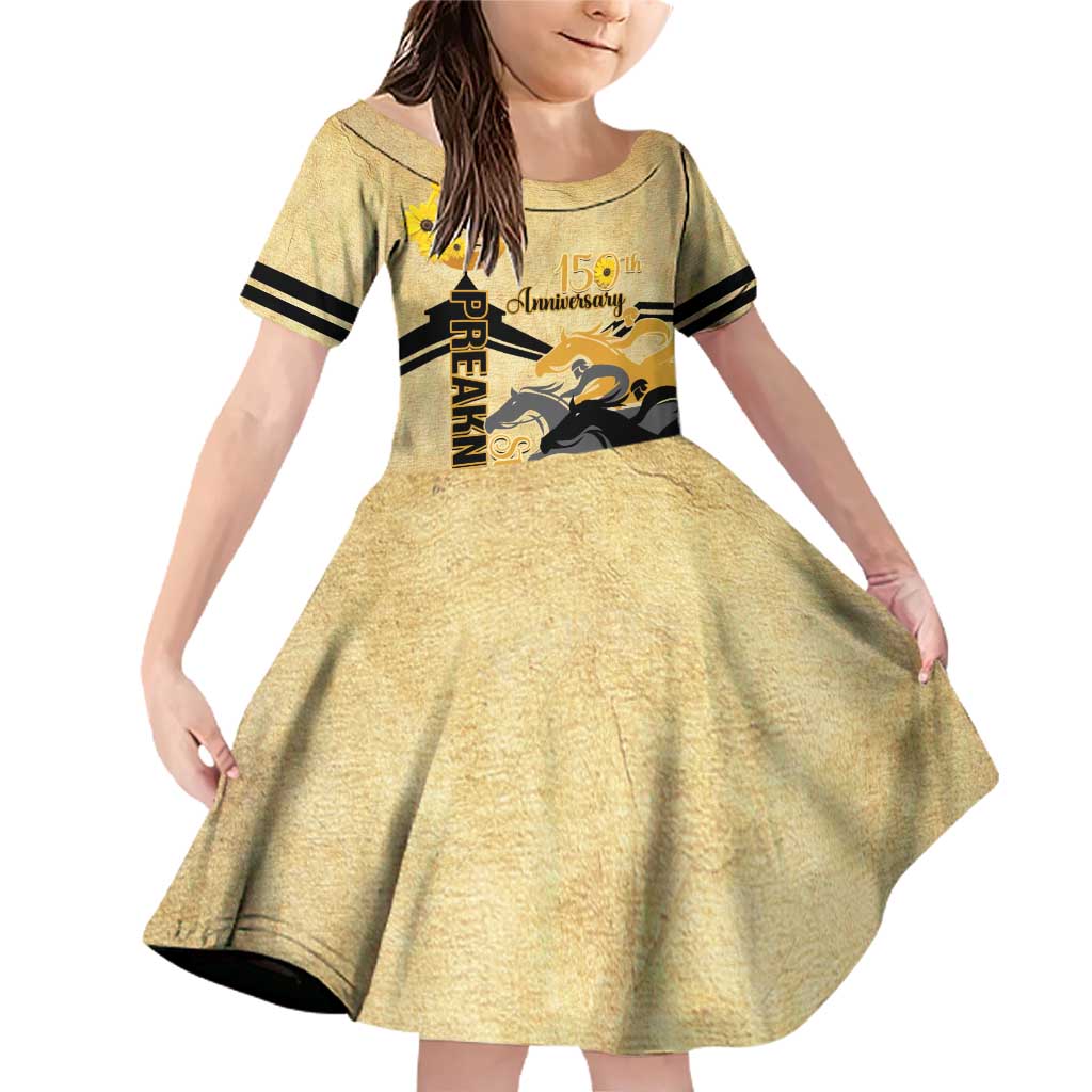 Personalized Preakness Horse Racing Family Matching Off Shoulder Short Dress and Hawaiian Shirt 150th Anniversary Run For The Black-Eyed Susans