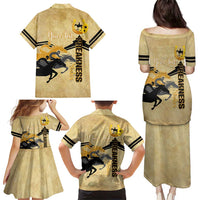 Personalized Preakness Horse Racing Family Matching Puletasi and Hawaiian Shirt 150th Anniversary Run For The Black-Eyed Susans