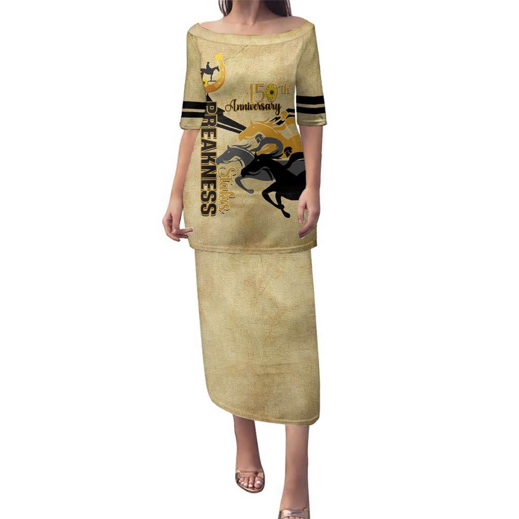 Personalized Preakness Horse Racing Family Matching Puletasi and Hawaiian Shirt 150th Anniversary Run For The Black-Eyed Susans