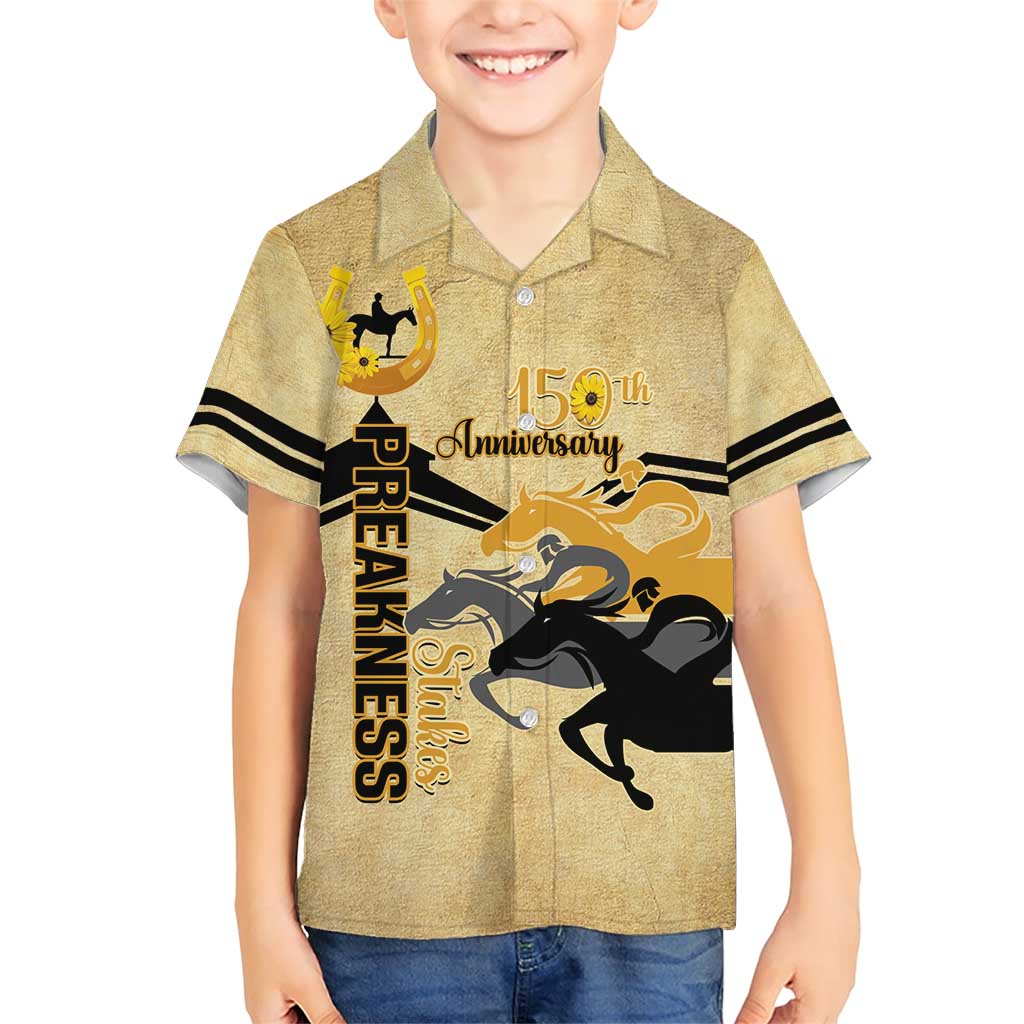 Personalized Preakness Horse Racing Family Matching Short Sleeve Bodycon Dress and Hawaiian Shirt 150th Anniversary Run For The Black-Eyed Susans