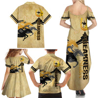 Personalized Preakness Horse Racing Family Matching Summer Maxi Dress and Hawaiian Shirt 150th Anniversary Run For The Black-Eyed Susans