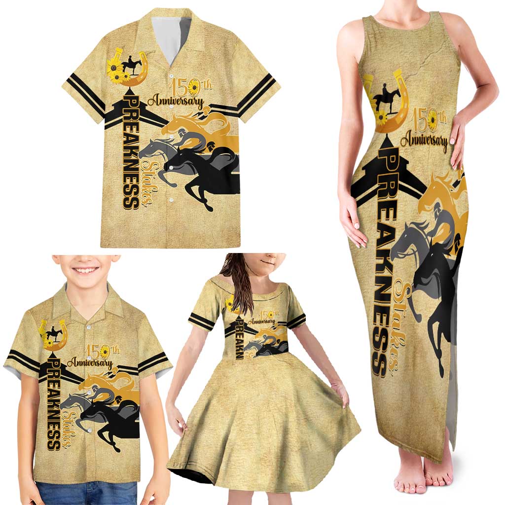 Personalized Preakness Horse Racing Family Matching Tank Maxi Dress and Hawaiian Shirt 150th Anniversary Run For The Black-Eyed Susans