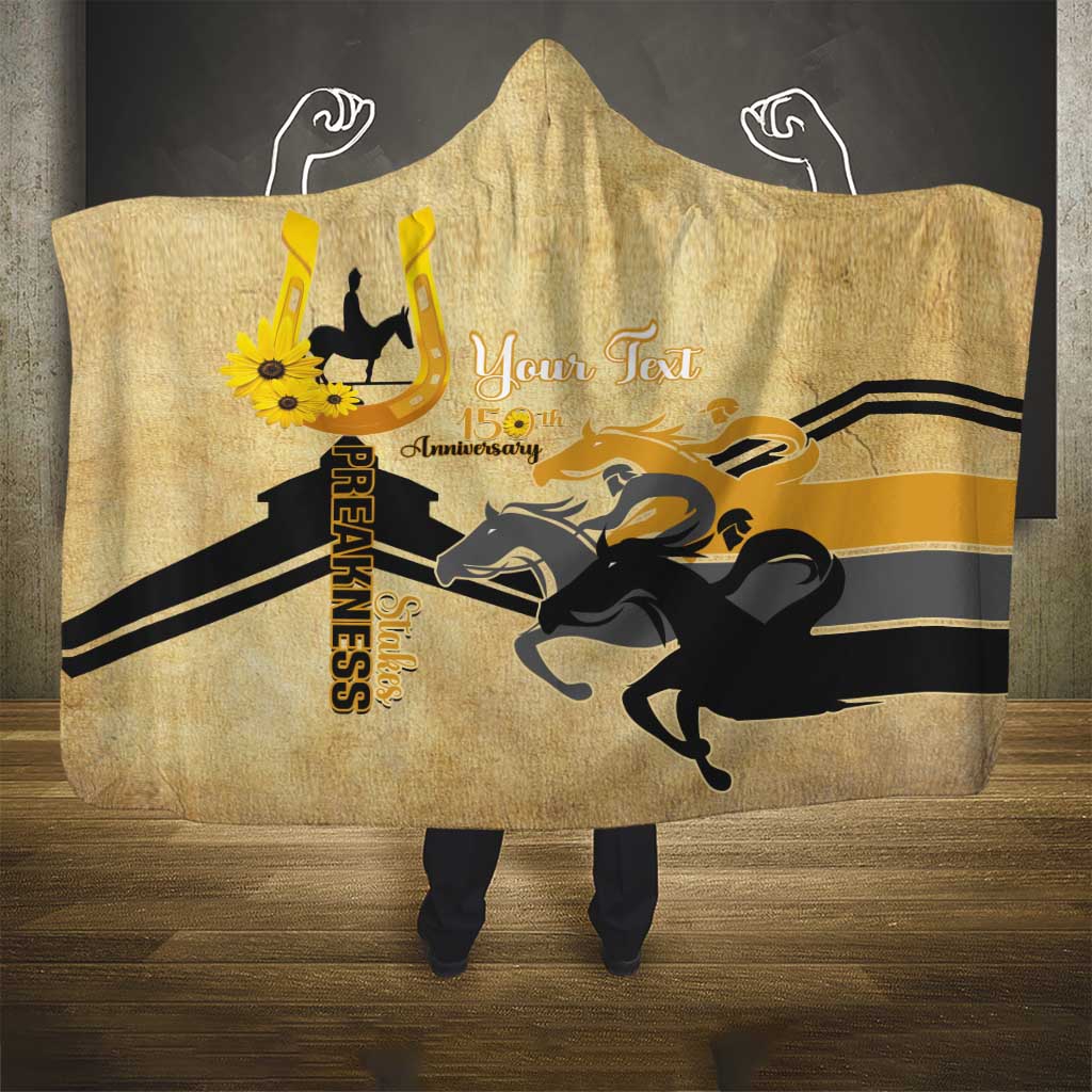 Personalized Preakness Horse Racing Hooded Blanket 150th Anniversary Run For The Black-Eyed Susans