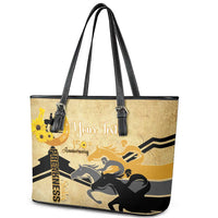 Personalized Preakness Horse Racing Leather Tote Bag 150th Anniversary Run For The Black-Eyed Susans