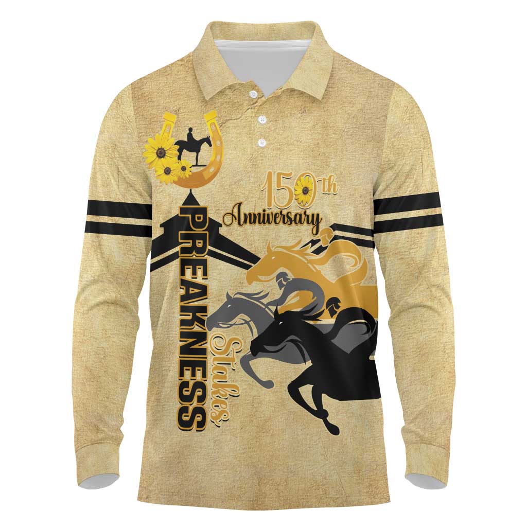 Personalized Preakness Horse Racing Long Sleeve Polo Shirt 150th Anniversary Run For The Black-Eyed Susans
