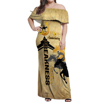 Personalized Preakness Horse Racing Off Shoulder Maxi Dress 150th Anniversary Run For The Black-Eyed Susans