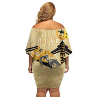 Personalized Preakness Horse Racing Off Shoulder Short Dress 150th Anniversary Run For The Black-Eyed Susans