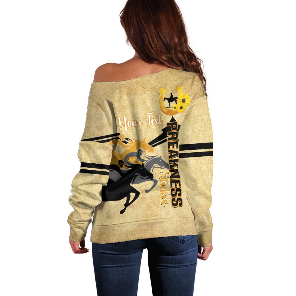 Personalized Preakness Horse Racing Off Shoulder Sweater 150th Anniversary Run For The Black-Eyed Susans